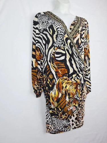 Camilla Deep Neck Wild Jungle Dress Size XL by SwapUp-Online Second Hand Store-Online Thrift Store