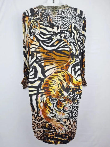 Camilla Deep Neck Wild Jungle Dress Size XL by SwapUp-Online Second Hand Store-Online Thrift Store