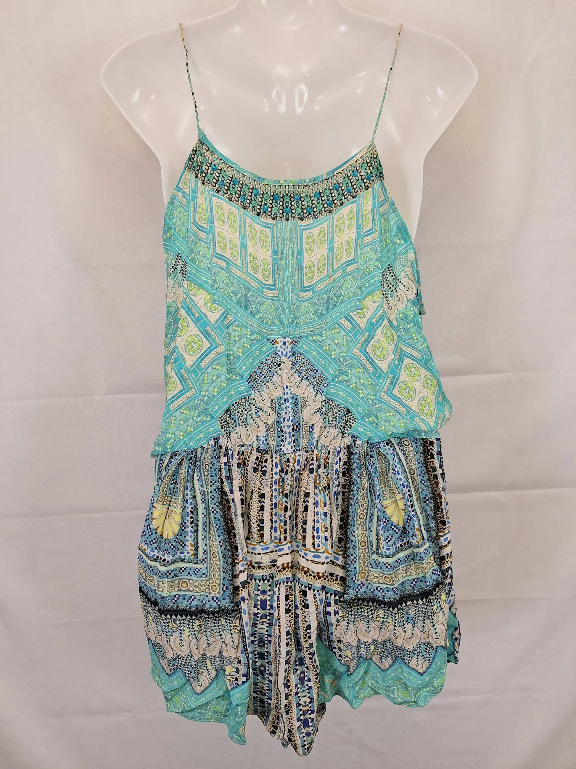 Camilla Embellished Silk Resort Playsuit Size M by SwapUp-Online Second Hand Store-Online Thrift Store