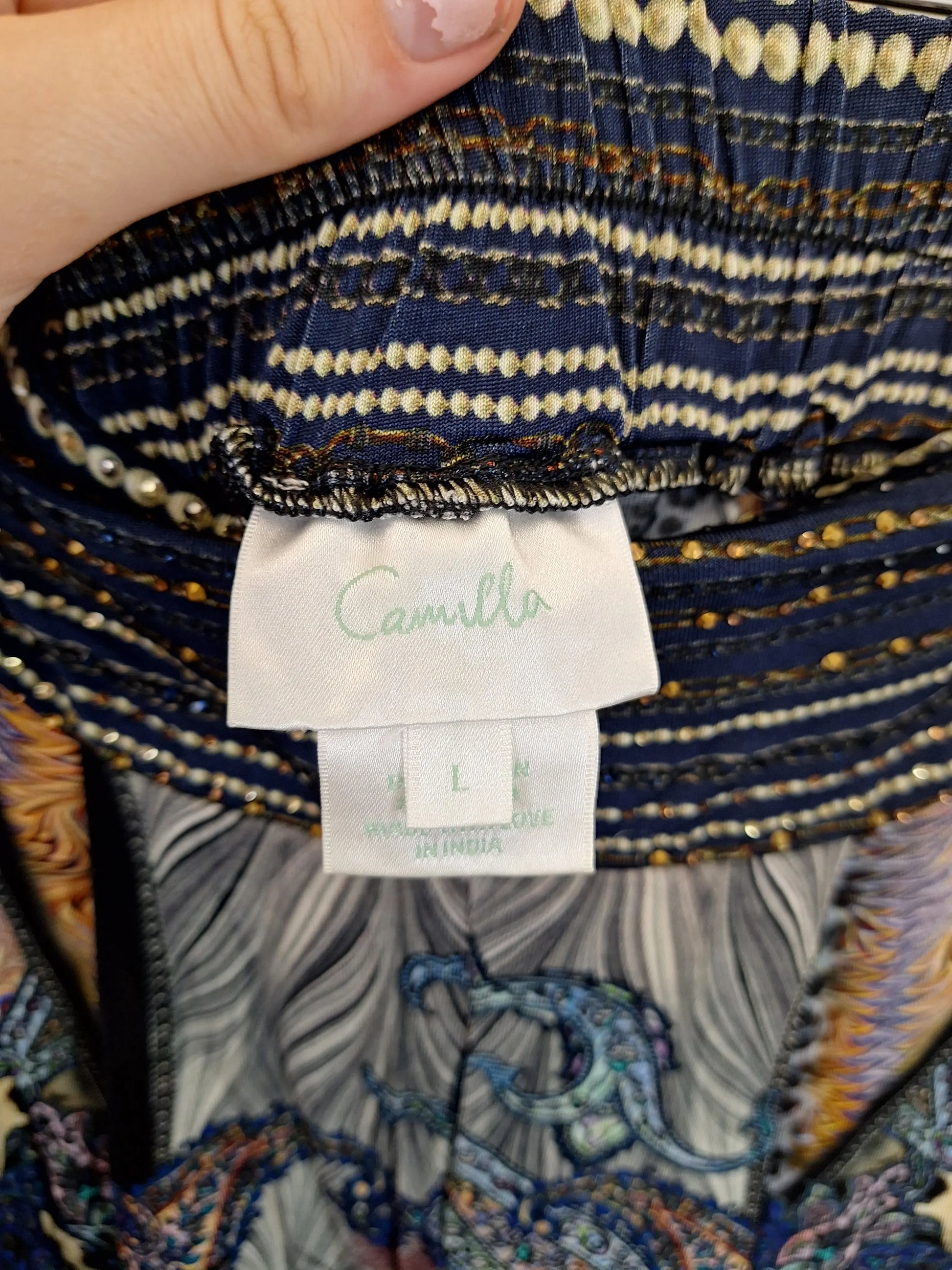 Camilla Paisley Embellished Elasticated Pants Size L by SwapUp-Online Second Hand Store-Online Thrift Store