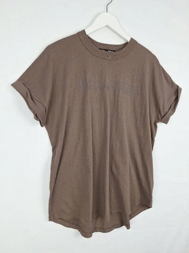 Camilla and Marc Relaxed Dusty Brown Logo T-shirt Size 8 by SwapUp-Online Second Hand Store-Online Thrift Store