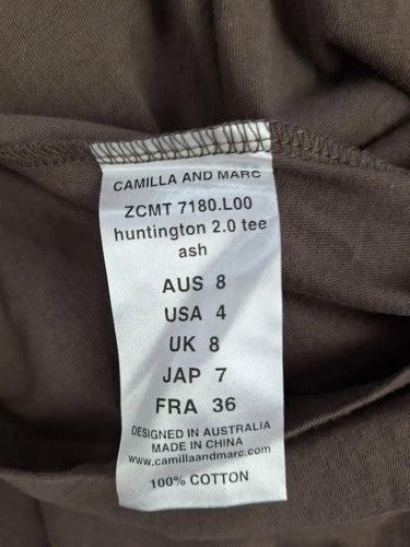 Camilla and Marc Relaxed Dusty Brown Logo T-shirt Size 8 by SwapUp-Online Second Hand Store-Online Thrift Store