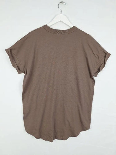 Camilla and Marc Relaxed Dusty Brown Logo T-shirt Size 8 by SwapUp-Online Second Hand Store-Online Thrift Store