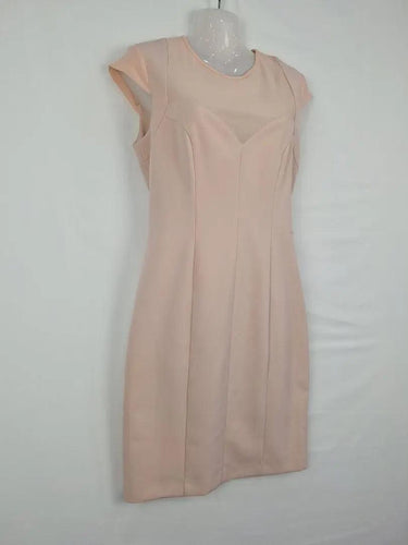 Cannella Blush Mesh Insert Tailored Midi Dress Size L by SwapUp-Online Second Hand Store-Online Thrift Store
