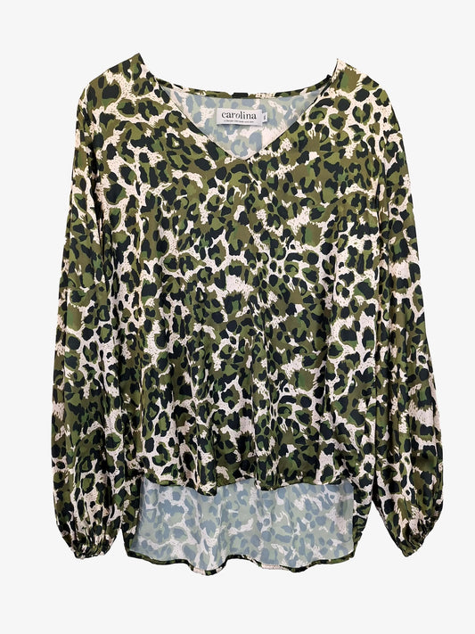 Carolina Khaki Animal Print Flowy Top Size M by SwapUp-Online Second Hand Store-Online Thrift Store