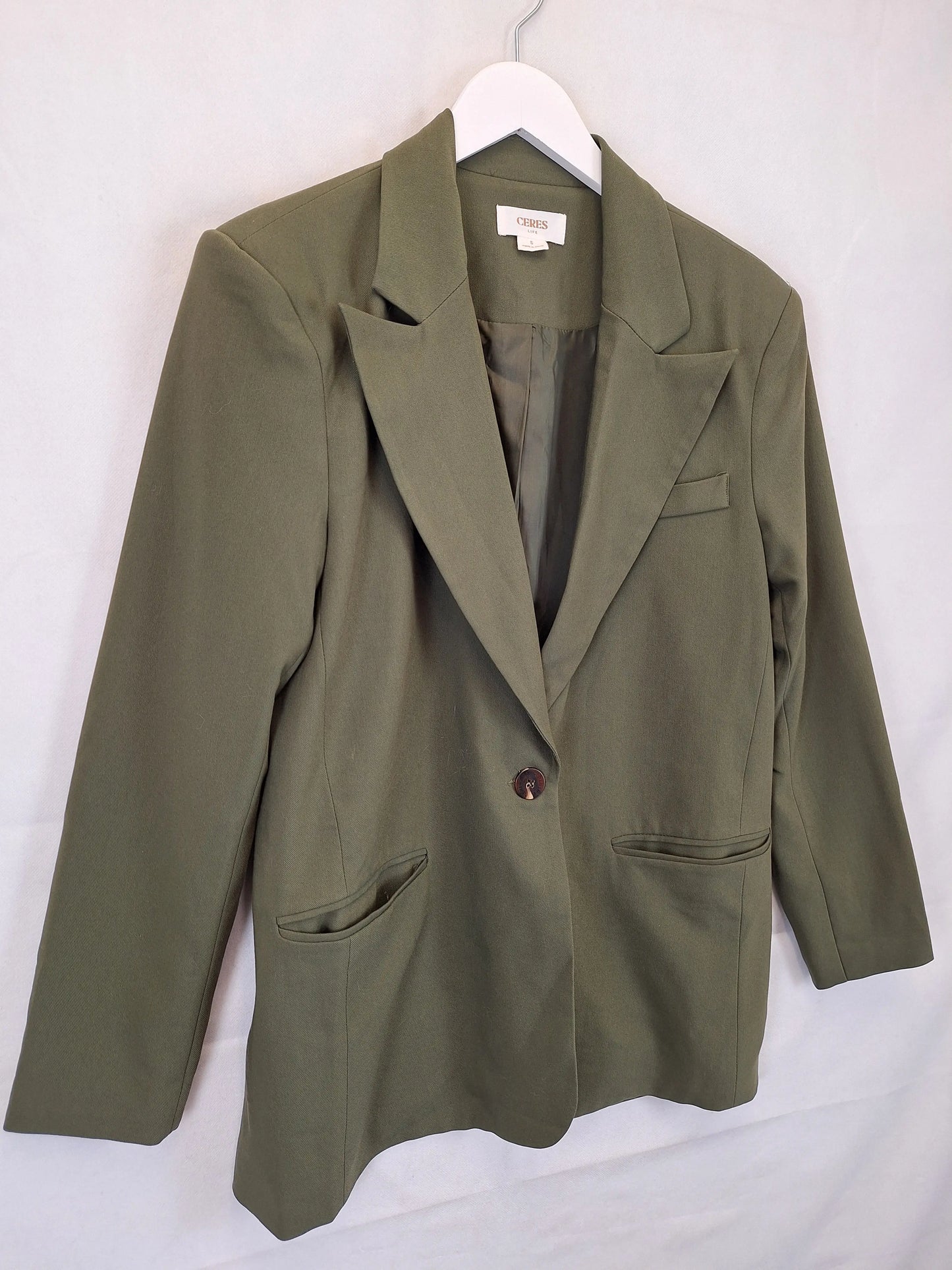 Ceres Life Khaki Heritage Single Breasted Blazer Size S by SwapUp-Online Second Hand Store-Online Thrift Store
