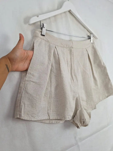 Charlie Holiday Beige Tailored Hemp Blend Shorts Size L by SwapUp-Online Second Hand Store-Online Thrift Store