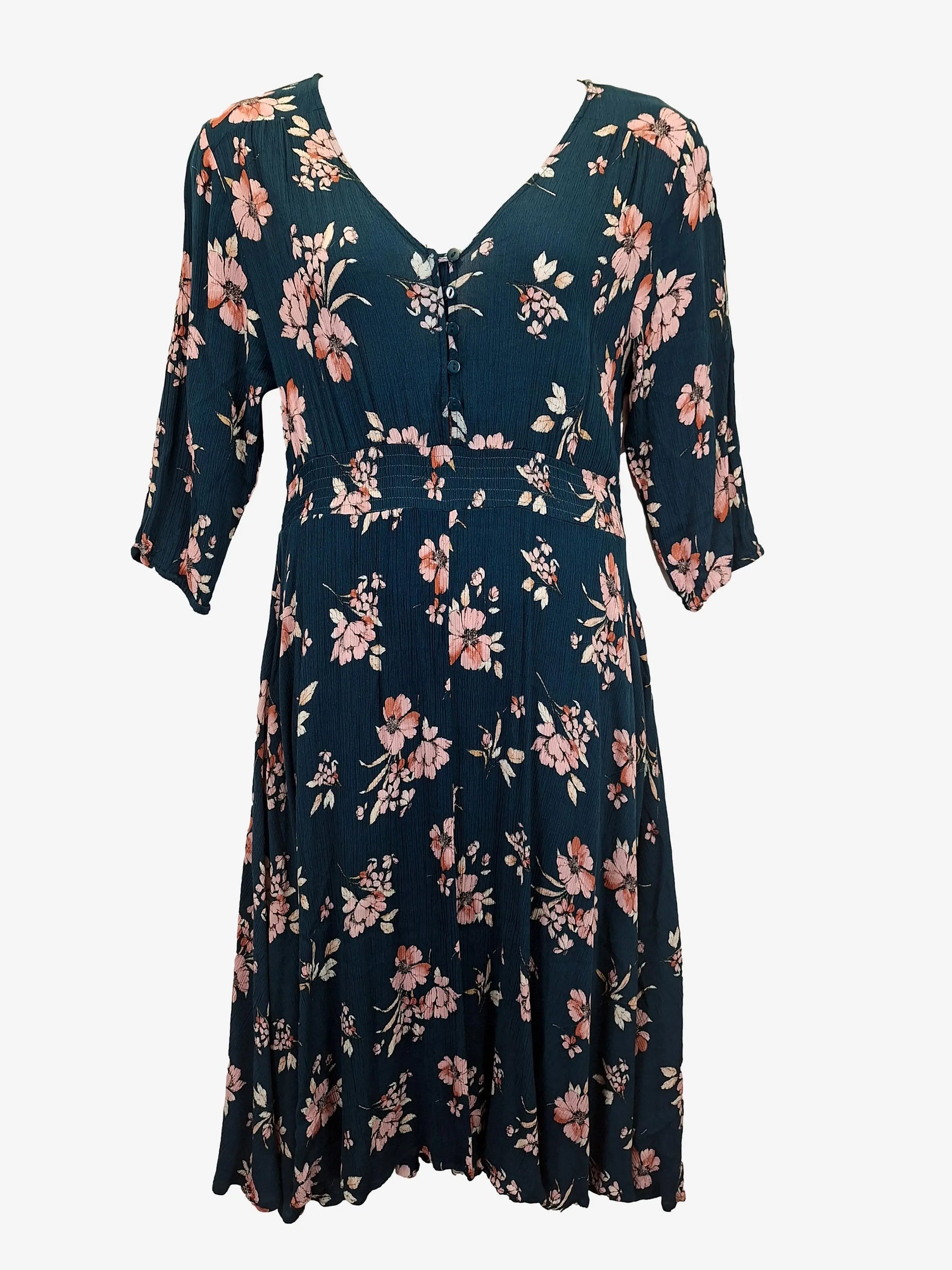 Chasing Case Aqua Floral Maxi Dress Size L by SwapUp-Online Second Hand Store-Online Thrift Store