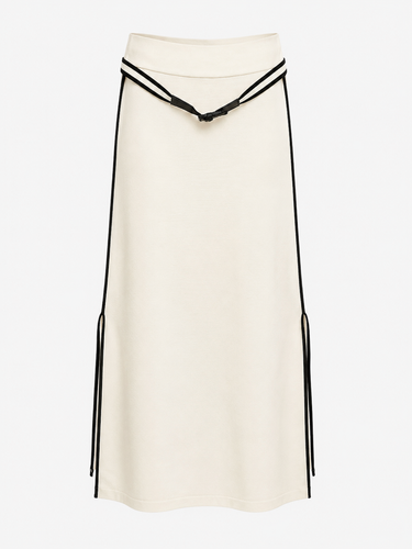 MaxMara Ivory Milano-Knit Trimmed Double Split Midi Skirt Size M