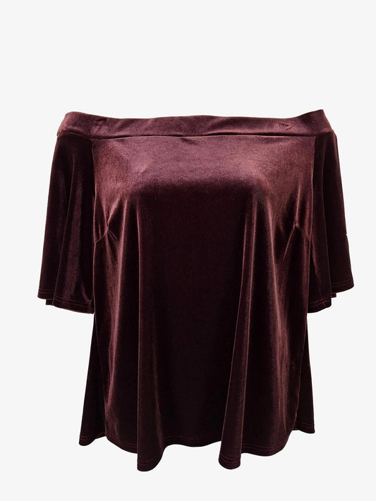 City Chic Aubergine Velvet Off The Shoulder Top Size 14 by SwapUp-Online Second Hand Store-Online Thrift Store