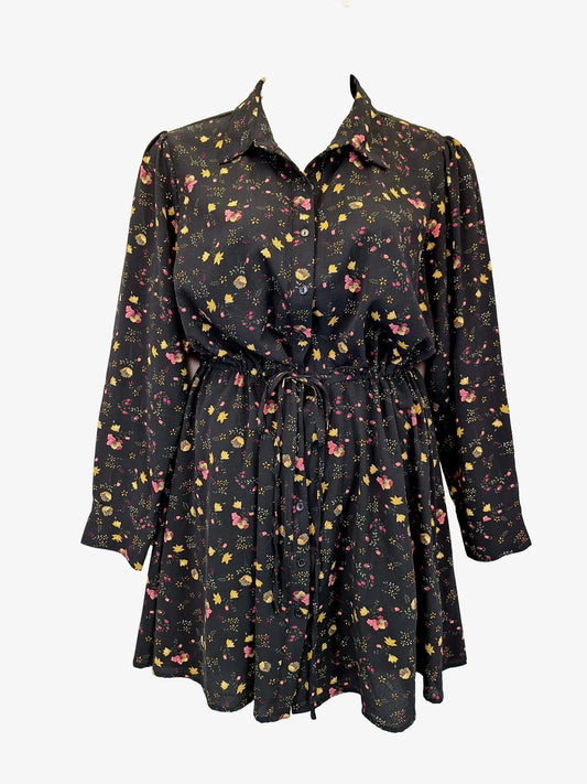 City Chic Floral Drawstring Shirt Style Mini Dress Size 16 by SwapUp-Online Second Hand Store-Online Thrift Store