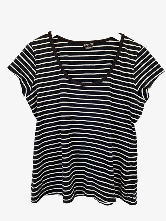 City Chic Striped Scoop Neck  T-shirt Size 14 by SwapUp-Online Second Hand Store-Online Thrift Store