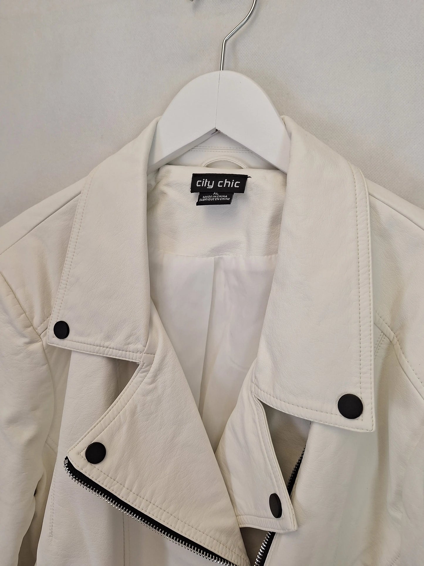 City Chic White Biker Jacket Size XL Plus by SwapUp-Online Second Hand Store-Online Thrift Store