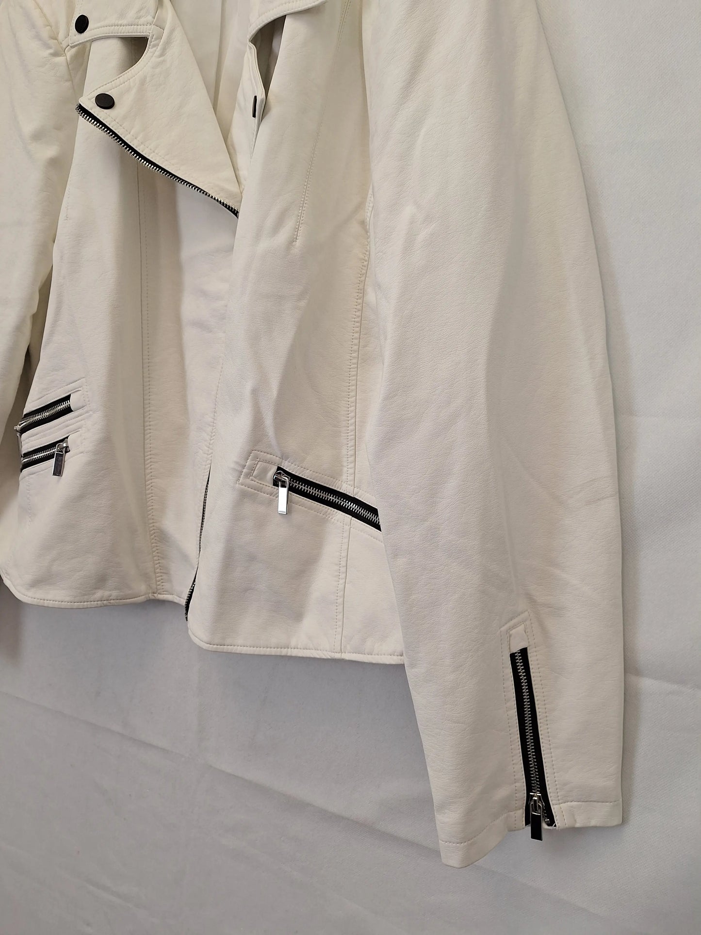 City Chic White Biker Jacket Size XL Plus by SwapUp-Online Second Hand Store-Online Thrift Store
