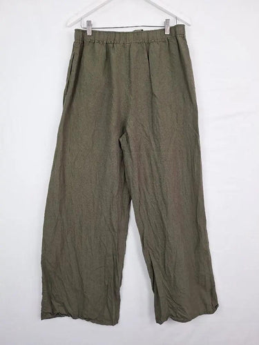 Cloth+Paper+Scissors Khaki Wide Leg Linen Pants Size 14 by SwapUp-Online Second Hand Store-Online Thrift Store