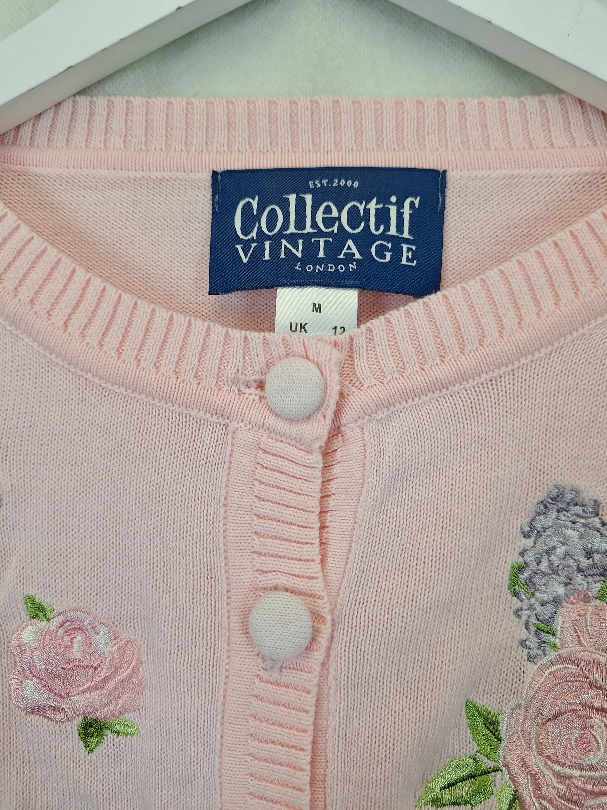 Collectif  Preppy Embroidered Cropped Cardigan Size M by SwapUp-Online Second Hand Store-Online Thrift Store