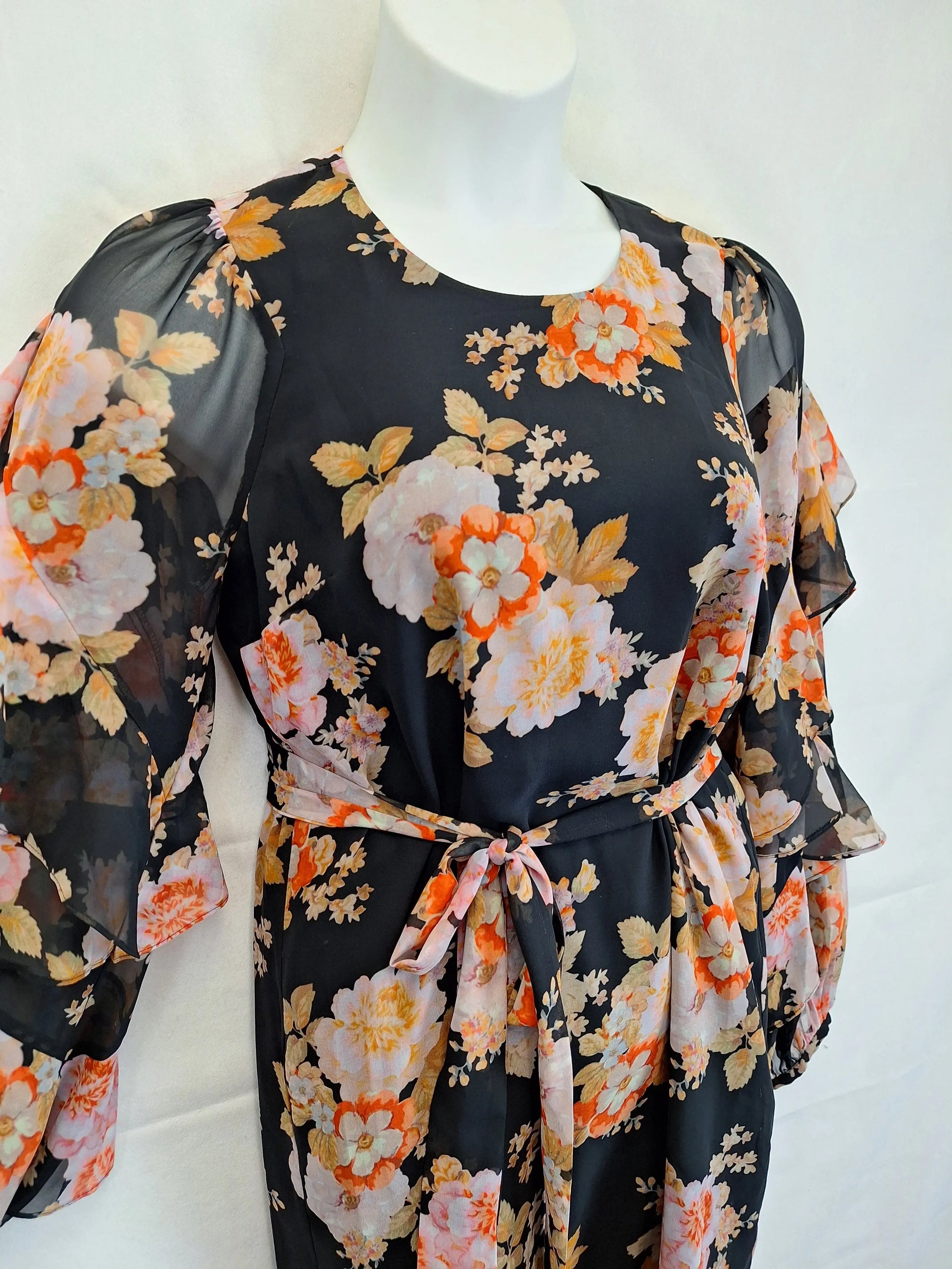 Cooper St Elegant Ruffle Sleeve Floral Mini Dress Size 12 by SwapUp-Online Second Hand Store-Online Thrift Store