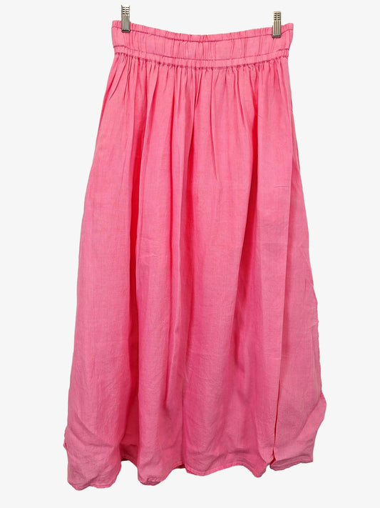 Country Road Bubble Gum Pink Gathered Linen Maxi Skirt Size 12 by SwapUp-Online Second Hand Store-Online Thrift Store
