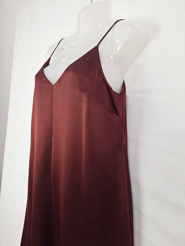 Country Road Burgundy Satin Slip Dress Size 10 by SwapUp-Online Second Hand Store-Online Thrift Store