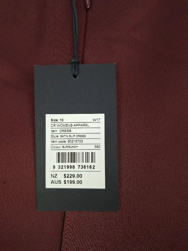 Country Road Burgundy Satin Slip Dress Size 10 by SwapUp-Online Second Hand Store-Online Thrift Store