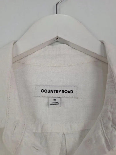 Country Road Classic Pearl Linen Button Up Shirt Size 10 by SwapUp-Online Second Hand Store-Online Thrift Store