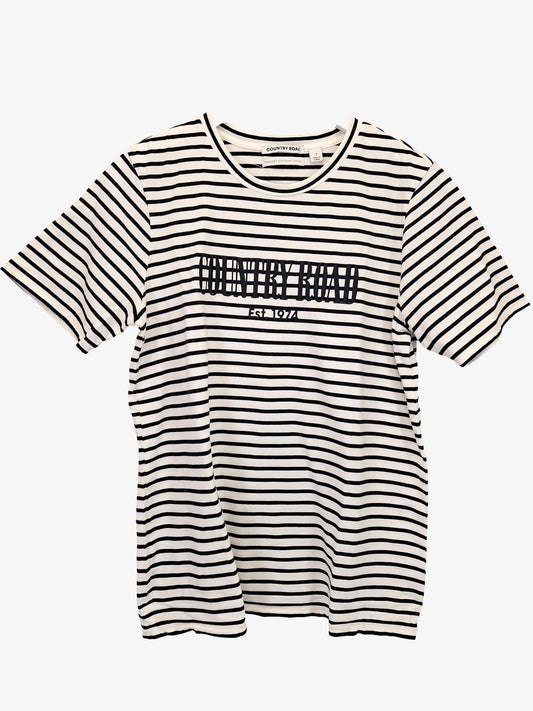 Country Road Everyday Striped Logo T-shirt Size S by SwapUp-Online Second Hand Store-Online Thrift Store