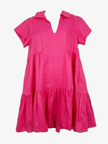 Country Road Fucshia Tiered Linen Blend Mini Dress Size 10 by SwapUp-Online Second Hand Store-Online Thrift Store