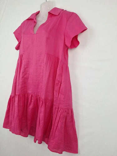 Country Road Fucshia Tiered Linen Blend Mini Dress Size 10 by SwapUp-Online Second Hand Store-Online Thrift Store