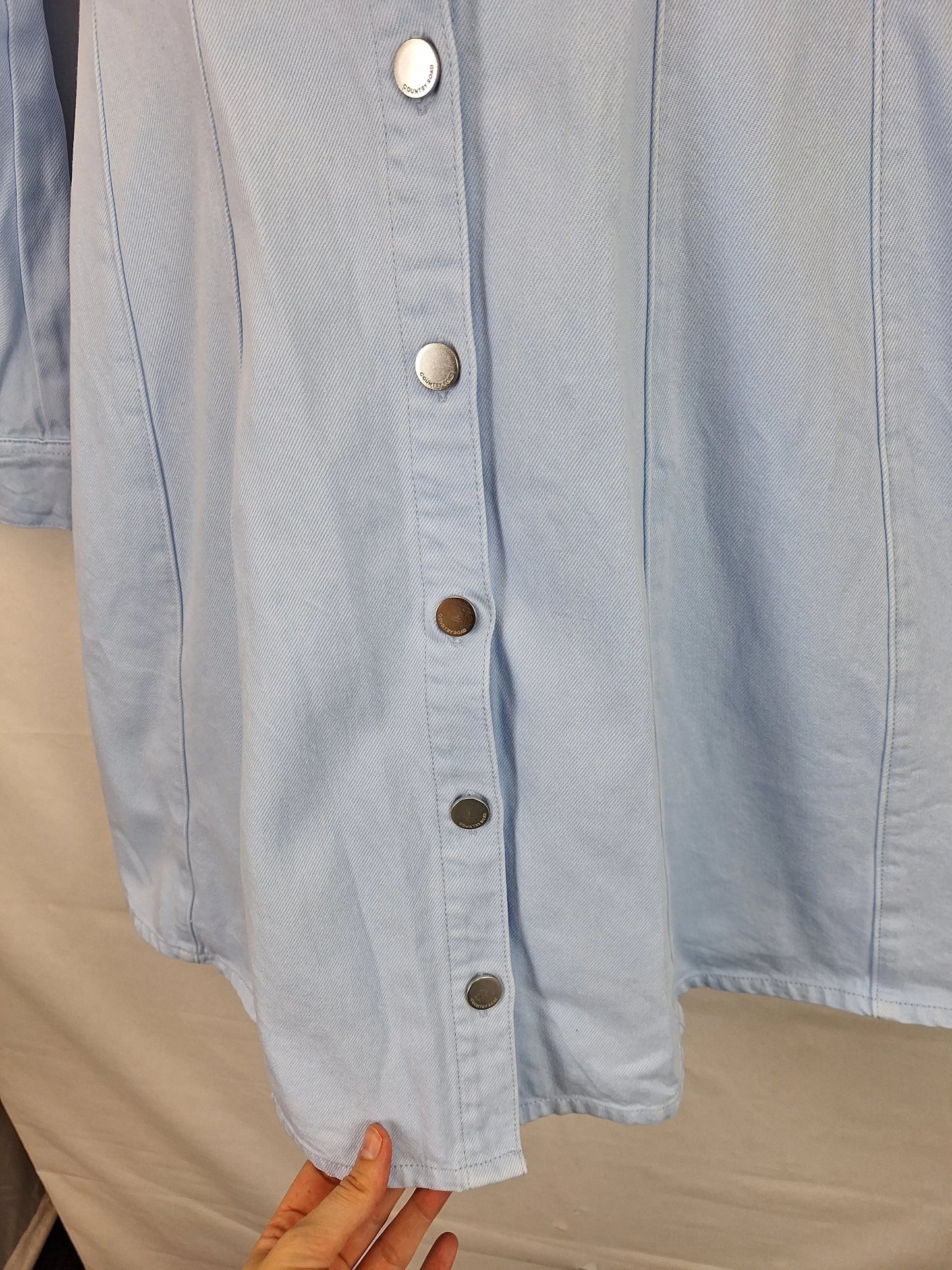 Country Road Ice Blue Denim Button A-line Dress Size 8 by SwapUp-Online Second Hand Store-Online Thrift Store