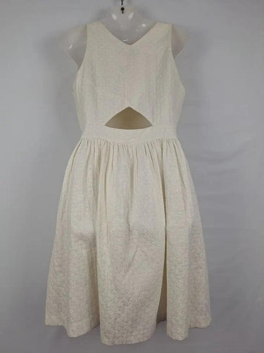 Country Road Ivory Textured Gathered Midi Dress Size 10 by SwapUp-Online Second Hand Store-Online Thrift Store