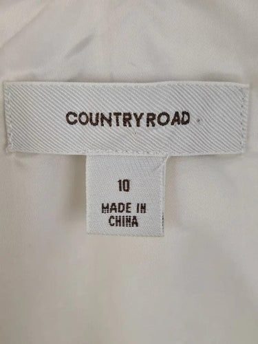 Country Road Ivory Textured Gathered Midi Dress Size 10 by SwapUp-Online Second Hand Store-Online Thrift Store