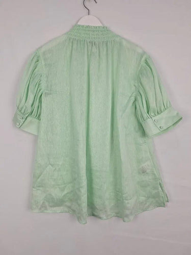 Country Road Mint Sheer Gathered Neck Top Size 8 by SwapUp-Online Second Hand Store-Online Thrift Store