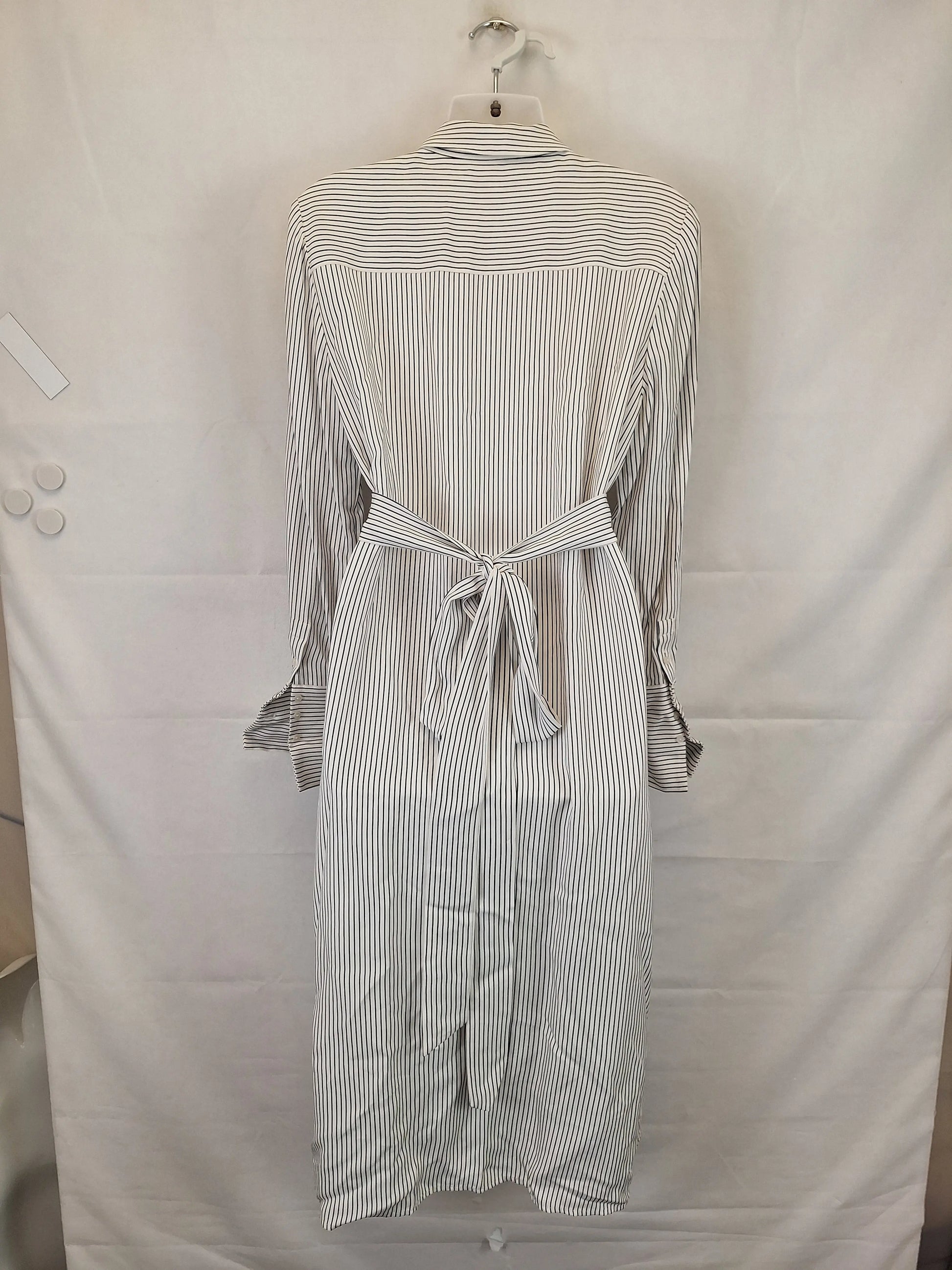 Country Road Pinstripe Tied Waist Midi Dress Size 10 by SwapUp-Online Second Hand Store-Online Thrift Store