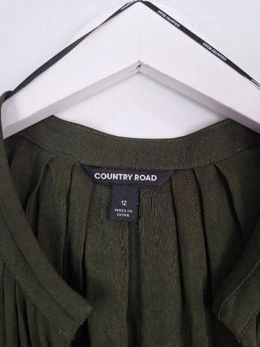 Country Road Pleated Forest Top Size 12 by SwapUp-Online Second Hand Store-Online Thrift Store