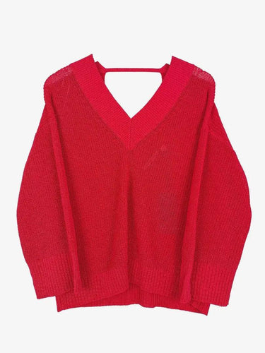 Country Road Pomegranate Mesh V Neck Jumper Size XS by SwapUp-Online Second Hand Store-Online Thrift Store