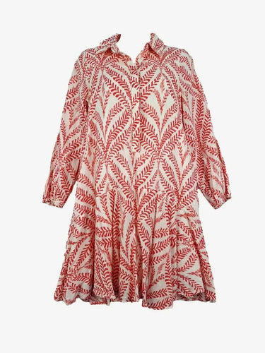 Country Road Watermelon Foliage Frilled Midi Dress Size 6 by SwapUp-Online Second Hand Store-Online Thrift Store