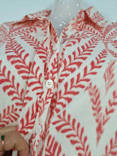 Country Road Watermelon Foliage Frilled Midi Dress Size 6 by SwapUp-Online Second Hand Store-Online Thrift Store