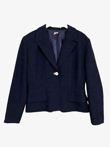 Covers Navy Textured Single Breasted Blazer Size 14 by SwapUp-Online Second Hand Store-Online Thrift Store