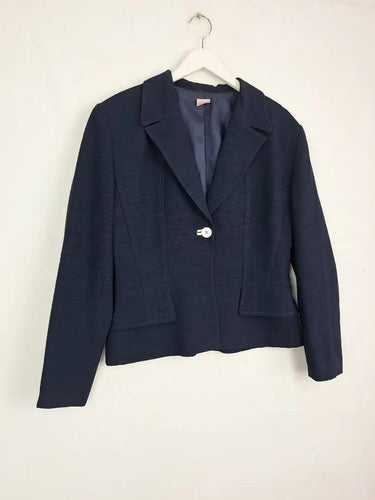Covers Navy Textured Single Breasted Blazer Size 14 by SwapUp-Online Second Hand Store-Online Thrift Store