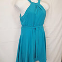 Second-Hand - Cue Aqua Keyhole Belted Midi Dress Size 12 - SwapUp