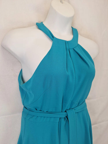 Second-Hand - Cue Aqua Keyhole Belted Midi Dress Size 12 - SwapUp