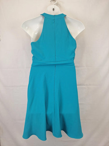 Second-Hand - Cue Aqua Keyhole Belted Midi Dress Size 12 - SwapUp