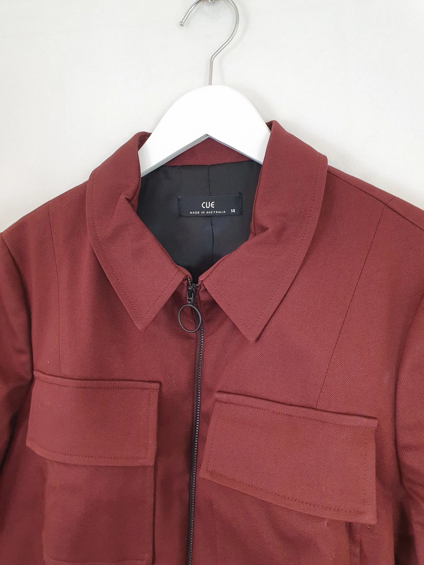 Cue Burgundy Pocket Jacket Size 14 by SwapUp-Online Second Hand Store-Online Thrift Store