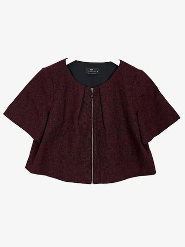 Cue Burgundy Wool Blend Cropped Jacket Size 10 by SwapUp-Online Second Hand Store-Online Thrift Store