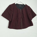 Cue Burgundy Wool Blend Cropped Jacket Size 10 by SwapUp-Online Second Hand Store-Online Thrift Store