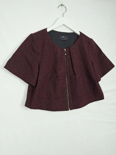 Cue Burgundy Wool Blend Cropped Jacket Size 10 by SwapUp-Online Second Hand Store-Online Thrift Store