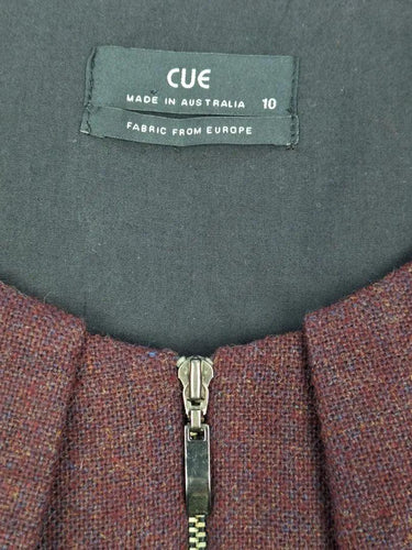 Cue Burgundy Wool Blend Cropped Jacket Size 10 by SwapUp-Online Second Hand Store-Online Thrift Store