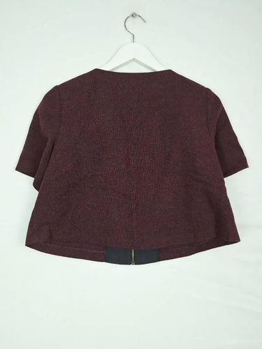 Cue Burgundy Wool Blend Cropped Jacket Size 10 by SwapUp-Online Second Hand Store-Online Thrift Store
