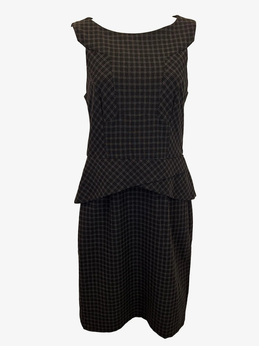 Cue Checkered Peplum Midi Dress Size 8 by SwapUp-Online Second Hand Store-Online Thrift Store