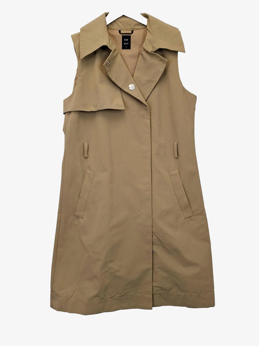 Cue City Tan Sleeveless Work Trench Coat Size 12 by SwapUp-Online Second Hand Store-Online Thrift Store